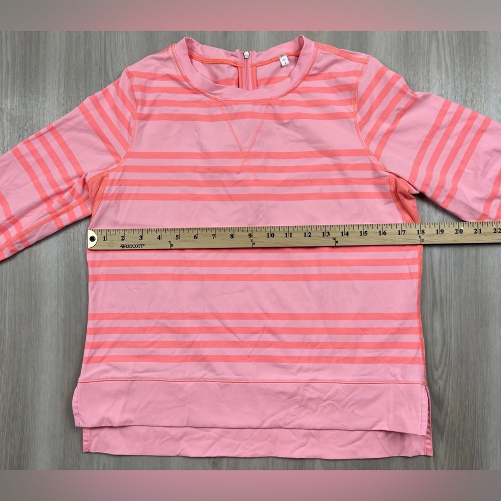 Lululemon Run Warm Up Crew Ocean Stripe Coral Orange Pullover Size 6 - Picture 3 of 9